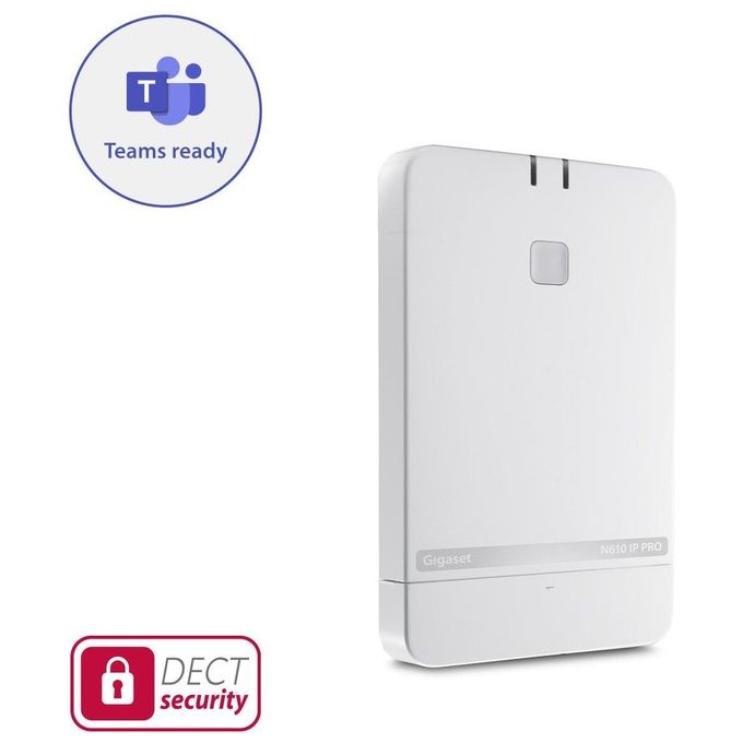 Gigaset S30852-H2709-R101 N610 IP PRO Stazione Base DECT Supporto fino a 8 Utenti e 8 Chiamate Parallele Compatibile con PBX Cloud e Microsoft Teams colore Bianco
