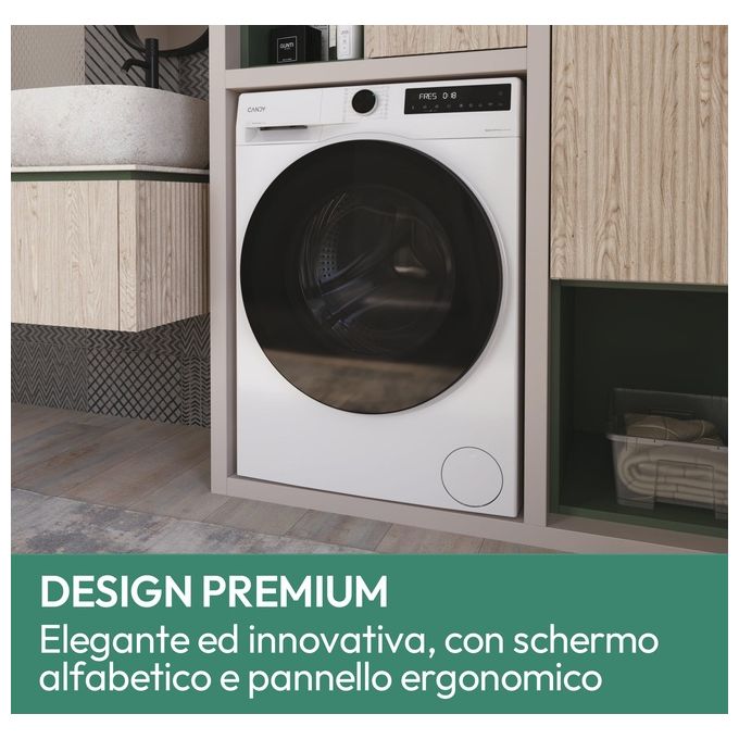 Candy Lavatrice a carica frontale ProWash 550 BP 411BL9-S Lavatrice a carica frontale, Libera installazione, 11 kg, 1400 RPM, Classe A, Bianco, 16 programmi, Controllo remoto avanzato e contenuti extra in App (Wi-Fi + BLUETOOTH), L x P x A (mm) 595x681x8
