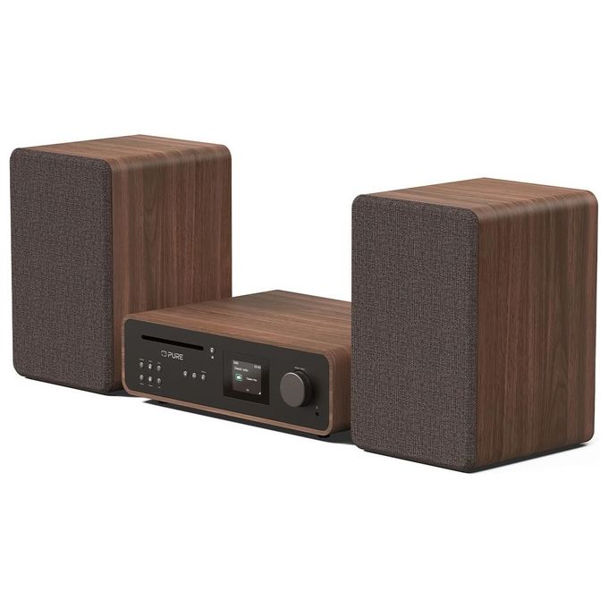 Pure 252808 Classic Stereo Microsistema Hi-Fi 50 W CD DAB+ FM Bluetooth 5.2 Wi-Fi Spotify colore Nero Noce