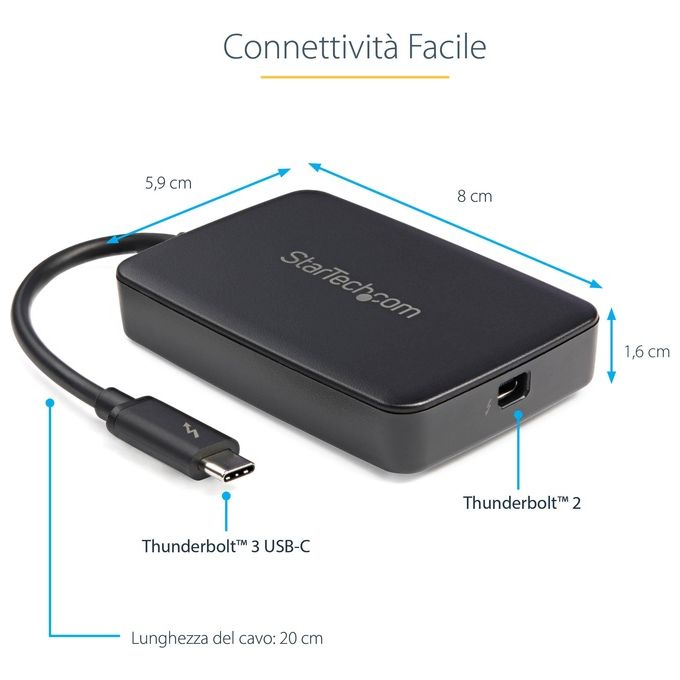Startech adattatore thunderbolt 3 a thunderbolt - m-f - nero