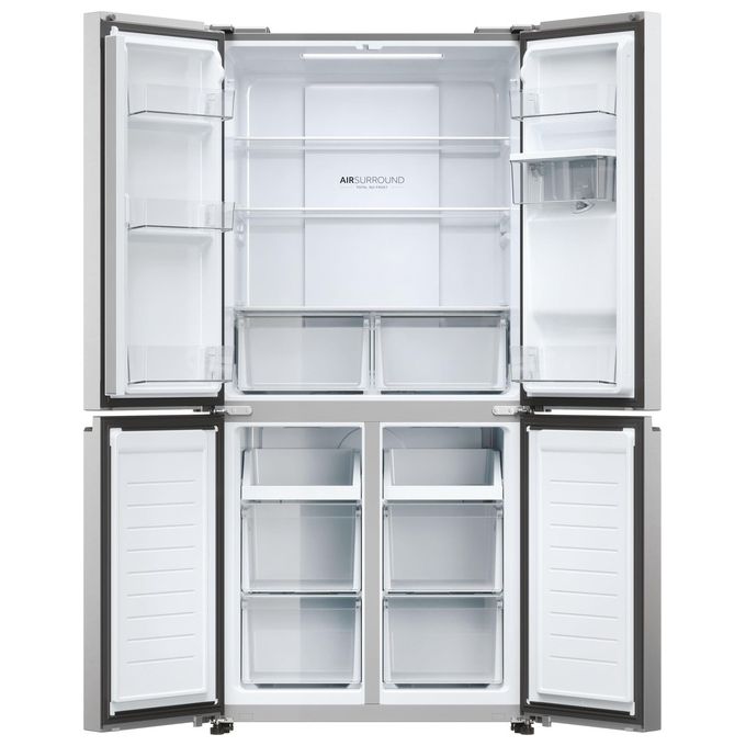 Haier HCR3818EWMM Cube 83 Frigorifero 4 Porte 463 L 181 cm Classe E 35 dB No Frost Dispenser Acqua colore Platino