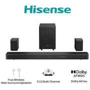 Hisense AX5125H Soundbar 5.1.2 canali 500 W con Subwoofer Wireless e Altoparlanti Posteriori Nero