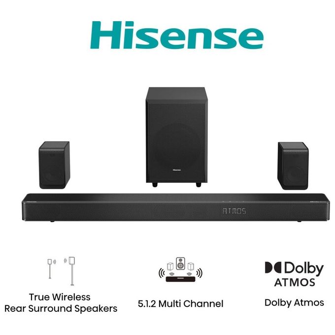 Hisense AX5125H Soundbar 5.1.2 canali 500 W con Subwoofer Wireless e Altoparlanti Posteriori Nero
