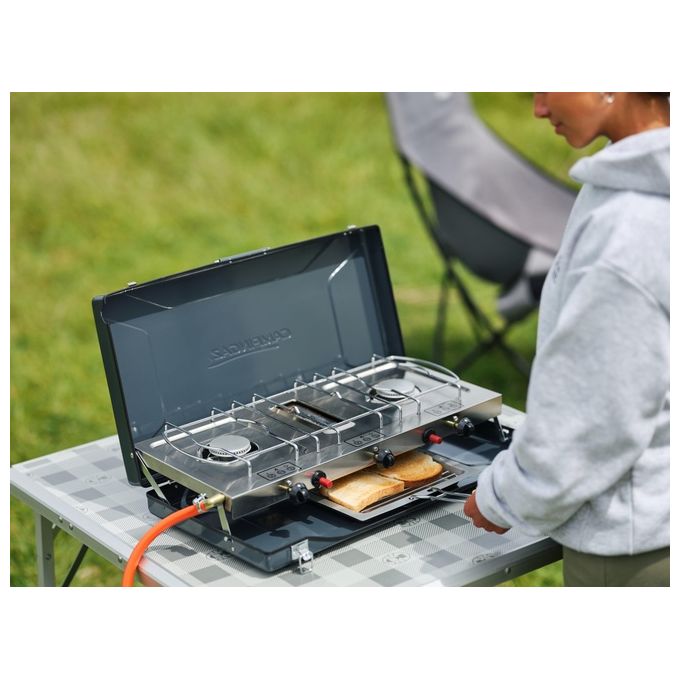Campingaz 2 Grill e Go CV Cucina da Campeggio Fornello a Gas con 2 x 2.000 Watt di Potenza