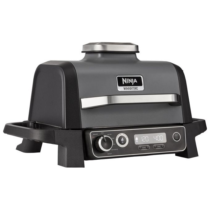 Ninja OG701EU Woodfire Barbecue Elettrico Affumicatore e Friggitrice ad Aria 7 in 1 2400 W colore Grigio Nero