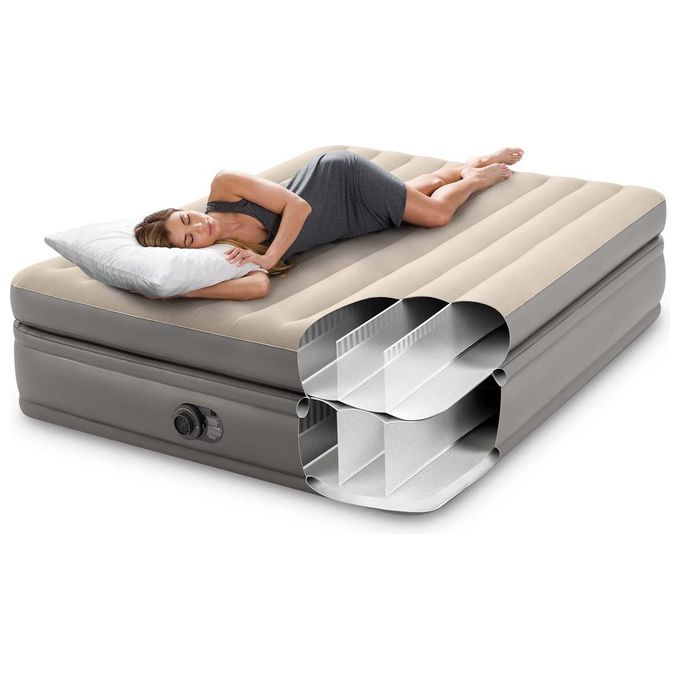 Intex 64164ND Dura-Beam Prime Comfort Materasso Gonfiabile Matrimoniale 152x203x51 cm Fiber-Tech Pompa Elettrica Integrata 272 Kg
