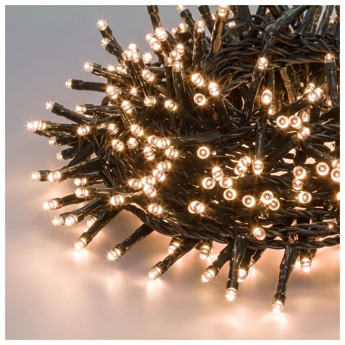 Lotti 20102 Xmas King Catena Luminosa Minicluster 2000 LED 40,5 mt 8 Giochi di Luce IP44 colore Verde