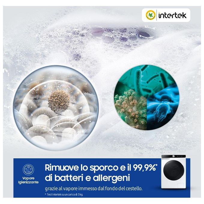 Samsung WD90DG6B85BKU3 AI Control Lavasciuga Frontale 9-6 Kg 1400 rpm Classe A EcoDosatore AI Wash Wi-Fi (85x60x60 cm) colore Nero Bianco