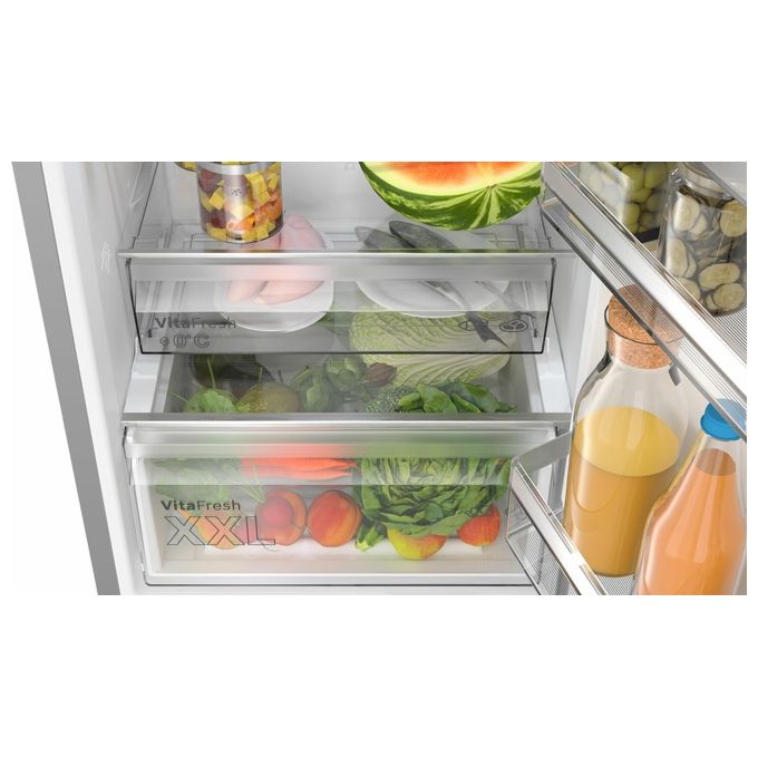 Bosch KGN367LDF Serie 4 Frigorifero Combinato 321 L 186 cm Classe D 35 dB No Frost Perfect Fit (186x60x67 cm) colore Acciaio Inox