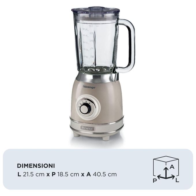 Ariete 00C058303AR0 Vintage Frullatore da tavolo 1,5 L 4 Lame Acciaio Inox 4 Velocita' Pulse 1000 W colore Beige