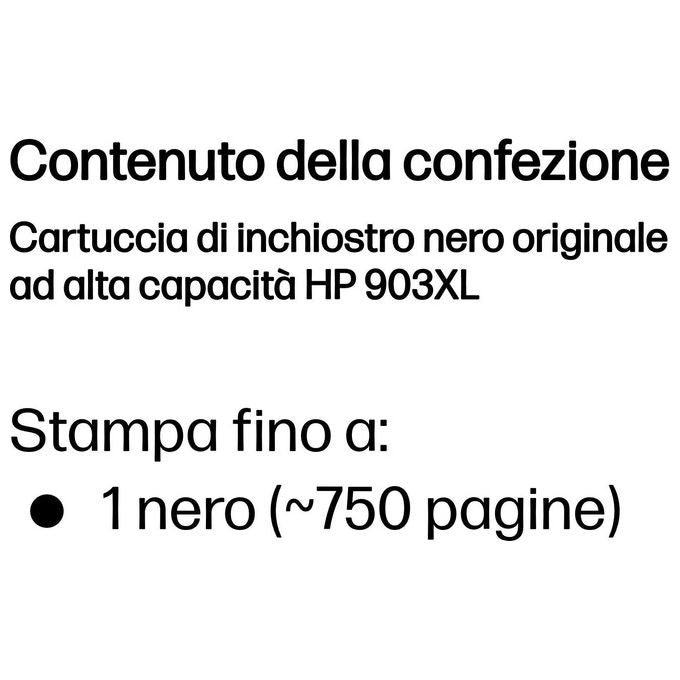 HP 903XL T6M15AE Cartuccia Originale per Stampanti a Getto di Inchiostro Compatibile con DeskJet 1110 2130 e 3630