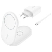 Belkin WIZ028VFWH BoostCharge Supporto di Ricarica Wireless 2-in-1 Qi2 15W con Design Pieghevole e Compatibilita' MagSafe colore Bianco
