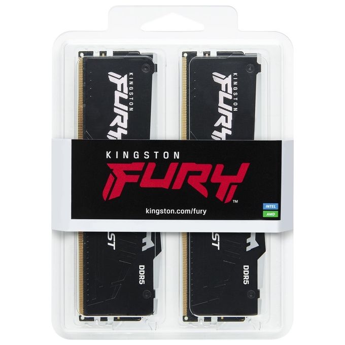 Kingston KF556C36BBEAK2-32 FURY Beast Memoria RAM DDR5 32 GB 2x16 GB 5600 MT-s CL36 RGB Intel XMP AMD EXPO colore Nero