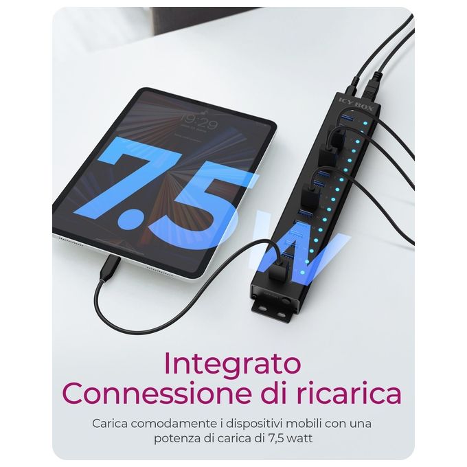 ICY BOX 60994 IB-HUB1717-U3 Hub USB 3.2 Gen 1 con 17 Porte Type-A 5 Gbit-s Alimentatore Incluso colore Nero