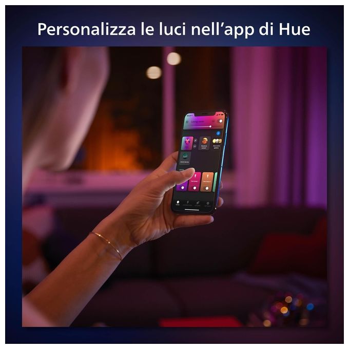 Philips Lampada Smart Hue Go White and Color Ambiance da Tavolo Ricaricabile Nera Wireless