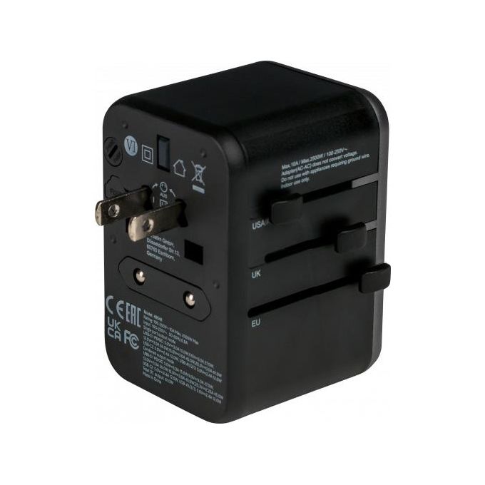 Verbatim Adattatore da Viaggio Universale Uta-04 Ricarica 6 in 1 PD 61W Nero