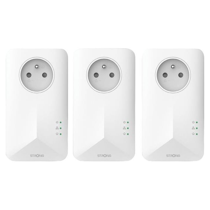 Strong POWERL1000TRIEUV2 Powerline 1000 Kit Adattatore PLC 1000 Mbit-s Gigabit Ethernet HomePlug AV2 3 pezzi colore Bianco