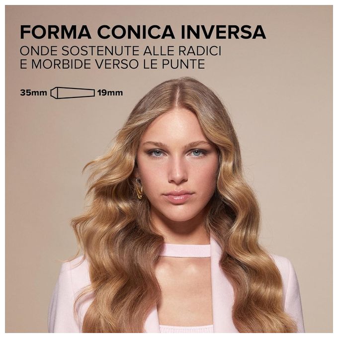 BELLISSIMA 11856 Glam Waves Ferro Arricciacapelli 5 Temperature Regolabili Display Ceramica Diamond and Cheratina Riscaldamento Rapido Puntale Antiscottatura colore Nero e Rose Gold