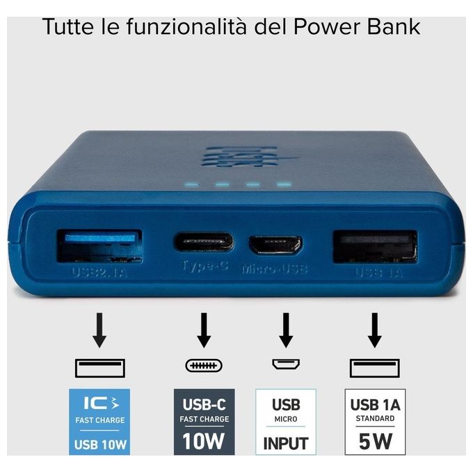 Sbs Powerbank 10.000 mAh Extra Slim con Porta USB 2.1A Intelligent Charge