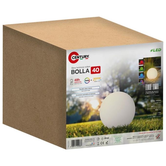 CENTURY BLL-042500 Bolla Illuminazione a pavimento da esterno LED 0.4 W RGB+3000K IP44 Dimmerabile Solare colore Bianco