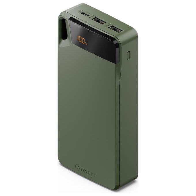 Cygnett CY4750PBCHE ChargeUp Boost Power Bank 20000 mAh 15W 2 USB-A 1 USB-C con Display colore Verde