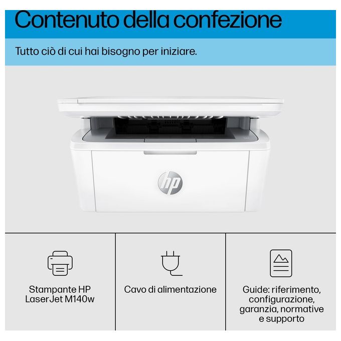 HP 7MD72F#BGJ LaserJet M140w Stampante Multifunzione Laser A4 Monocromatica 20 ppm Wi-Fi Fronte e Retro Manuale colore Bianco