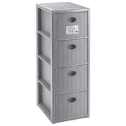 Stefanplast Elegance Cassettiera Slim Rattan 4 Cassetti Grigio 29x37x80cm