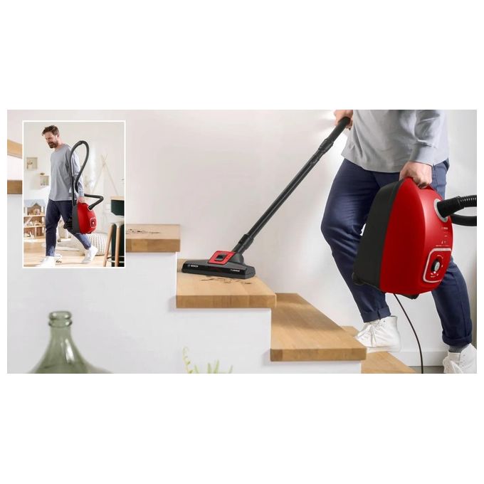 Bosch BGB41PET1 Serie 4 Aspirapolvere a Traino con Sacco 4 L 700 W Filtro HEPA 75 dB colore Rosso