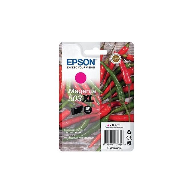 Epson C13T09R34010 Serie Peperoncini Cartuccia Inchiostro Originale Alta Capacita' 6.4 ml Resa 470 Pagine colore Magenta