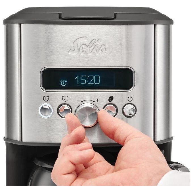 Solis 7611210980902 Aroma Brewer Macchina da caffe' a capsule 1,7 L 1035 W Funzione mantenimento caldo Timer Spegnimento automatico colore Nero Acciaio Trasparente