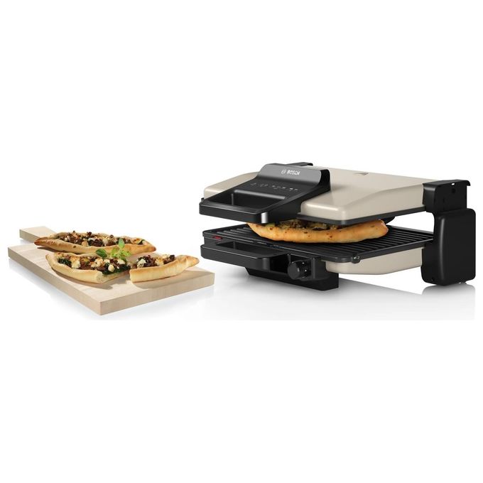 Bosch TCG3302 Bistecchiera Elettrica 2000 W 3 Posizioni di Cottura Piastre Ceramica Antiaderenti Rimovibili colore Argento