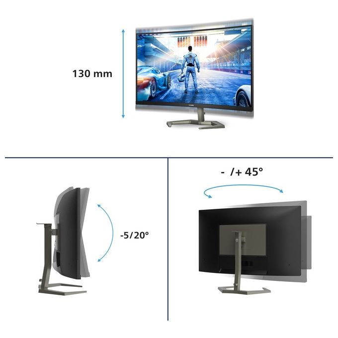 Philips 32M1C5200W Momentum Monitor Gaming 31.5'' Curvo VA FHD 1920x1080 240Hz 0.5ms Adaptive FreeSync colore Nero