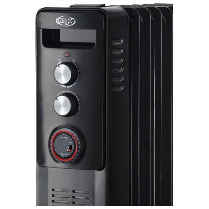 Argoclima 191150027 WARM BLACK TT 9 Riscaldatore Ambiente Elettrico a Olio 2400 W per stanze fino a 70 m³ con Timer 24 h e 9 Elementi colore Bianco