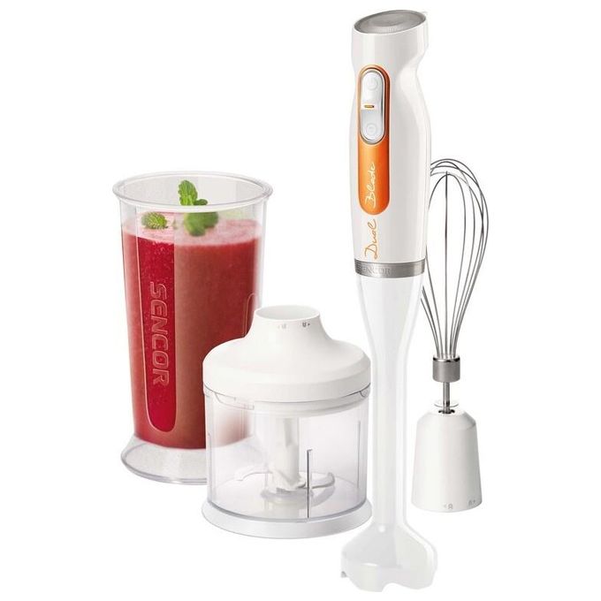 Sencor SHB_4260WH-EUE3 Frullatore ad immersione 600 W con bicchiere 700 ml e tritatutto 500 ml colore Arancione Bianco