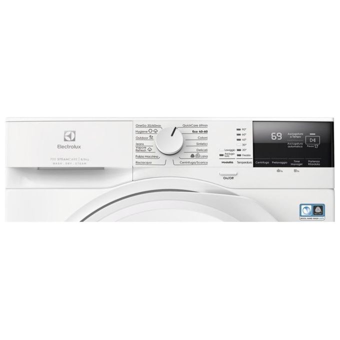 Electrolux EW7W285W SteamCare 700 Lavasciuga Frontale 8-5 Kg 1400 rpm Classe D SteamRefresh DualCare SensiCare+ (85x60x60 cm) colore Bianco