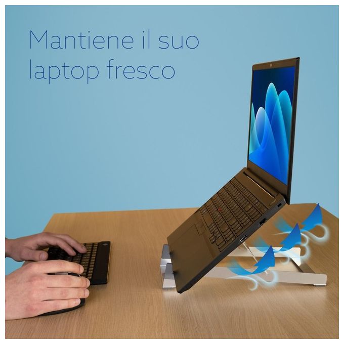 R-Go Tools RGORIBASI Supporto per laptop R-Go Riser Basic Regolabile in Altezza 3 Posizioni Alluminio HYLITE colore Argento