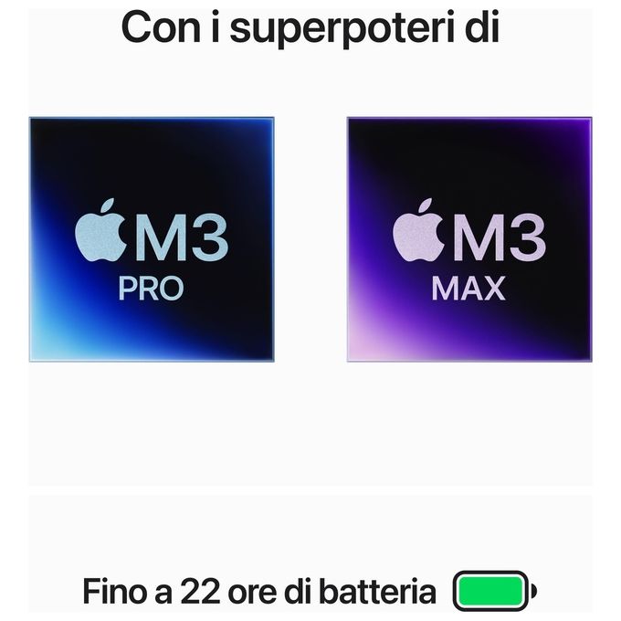 Apple MRW73T-A MacBook Pro 16'' M3 Max CPU 14-core GPU 30-core 36 GB RAM 1 TB SSD macOS Sonoma colore Argento