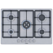 Bosch PGQ7B5K90 Serie 4 Piano cottura a gas 75 cm 5 fuochi Bruciatore Wok 3300 W Griglie in ghisa colore Inox