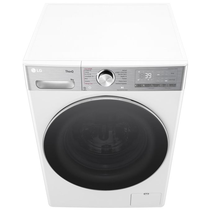 LG F4R9009TPWC Serie R9 Lavatrice Frontale 9 Kg 1400 rpm Classe A AI DD TurboWash 360 Vapore Wi-Fi (85x60x56.5 cm) colore Bianco