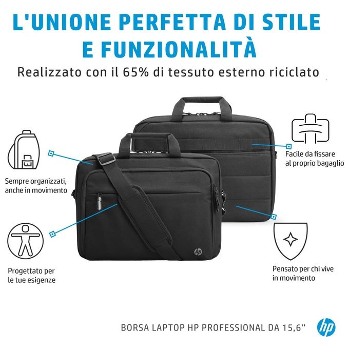 HP 500S7AA Professional Borsa per Notebook 15.6'' Materiale Riciclato Tracolla Rimovibile colore Nero