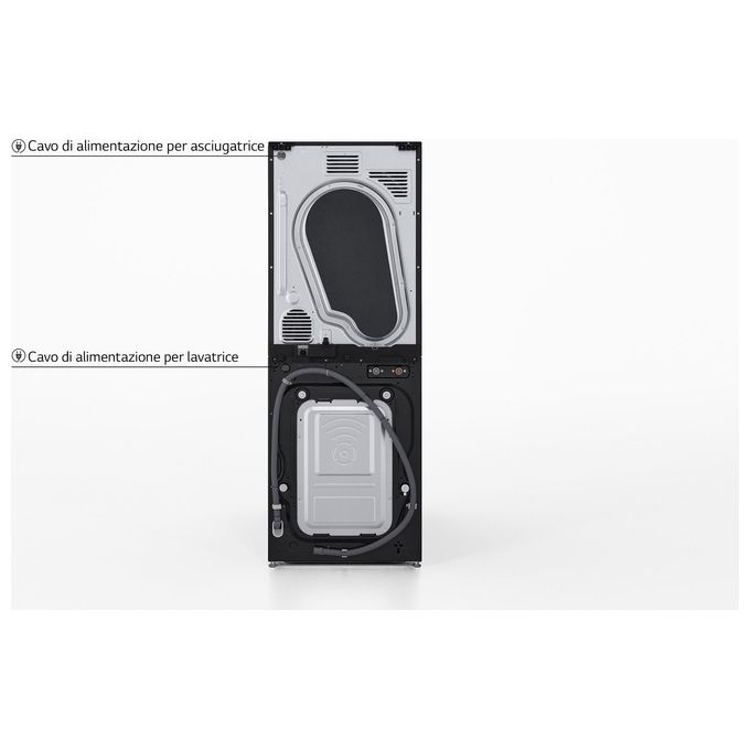 LG WT1210BBF WashTower Colonna Bucato 12-10 Kg 1400 rpm Classe A AI DD Pompa di Calore Wi-Fi (165,5x60x66 cm) colore Nero