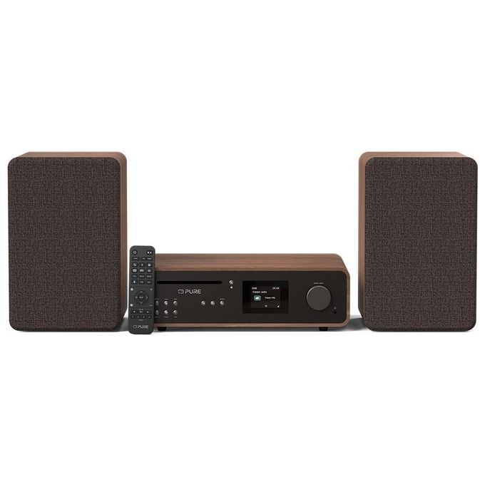 Pure 252808 Classic Stereo Microsistema Hi-Fi 50 W CD DAB+ FM Bluetooth 5.2 Wi-Fi Spotify colore Nero Noce