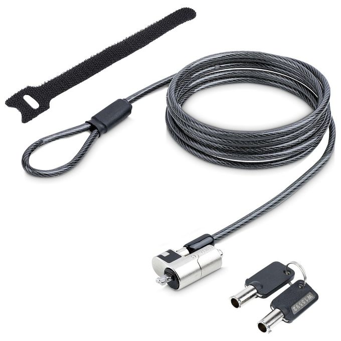 StarTech.com NANOK-LAPTOP-LOCK Cavo di Sicurezza per Laptop con Nano Slot 2 m Chiave Antifurto Rotazione 360° colore Nero Argento
