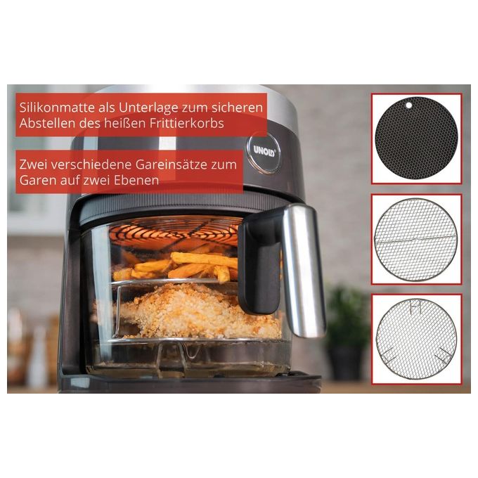 Unold 58695 Friggitrice ad aria 3,5 L 1200 W 10 programmi Display digitale colore Nero