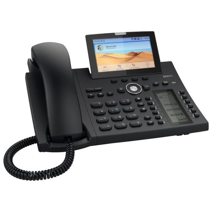Snom 00004600 D385N Telefono IP 12 account SIP display TFT 4.3 pollici 2 porte Gigabit PoE colore Nero