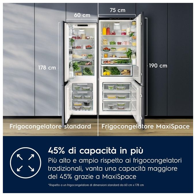 Electrolux ENG7TE75S Serie 700 Frigorifero Combinato da Incasso 376 L 188 cm Classe E 35 dB Total No Frost GreenZone colore Bianco