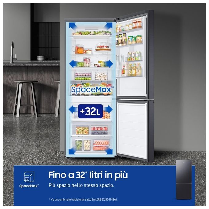 Samsung RB50DG601EB1EF F1rst 75 AI Frigorifero Combinato 508 L 192 cm Classe E 35 dB No Frost SpaceMax Wi-Fi colore Antracite