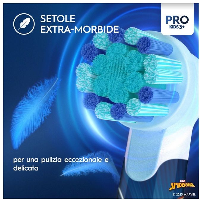 Oral-B VITALITYPROSPIDERMAN Pro Kids Spazzolino elettrico ricaricabile 2 modalita' timer 2 min per bambini da 3 anni colore Azzurro Bianco