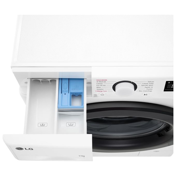 LG AI DD F4R3011NSWB Lavatrice Classe A -10% Carica Frontale Serie R3 Lavatrice 11kg 1400 giri AIWash Lavaggio a vapore Motore Direct Drive Smart Diagnosis Libera installazione Bianca