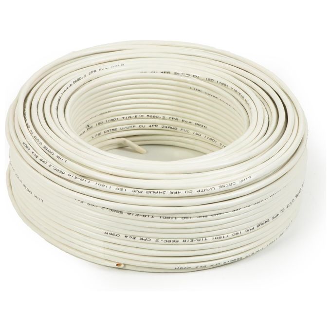 Link Cavo Solido Utp per Reti Categoria 5e Pvc Awg24 Materiale Cca Matassa 100mt Classe Cpr Eca Guaina Bianca